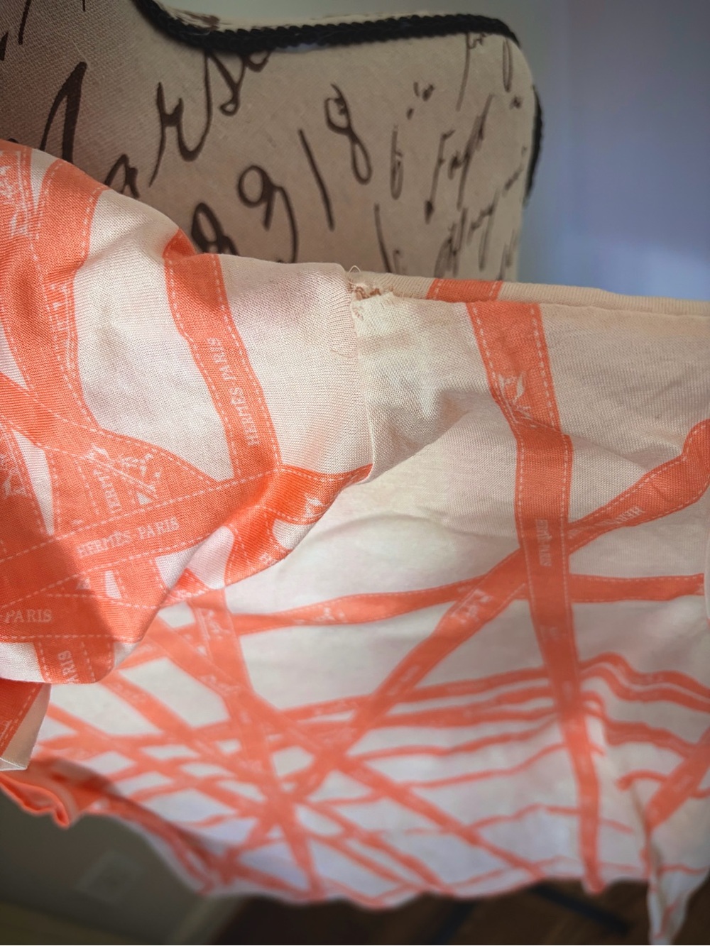 Hermès—Orange Ribbon Striped White Sleeveless Mock Neck Top, M - Picture 13 of 15